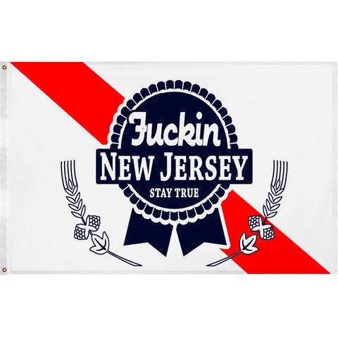 Blue Ribbon Jersey Flag - Shady Front / Wholesale Prints, Patches, Buttons, Greetings Cards, New Jersey Apparel, Stickers, Accessories