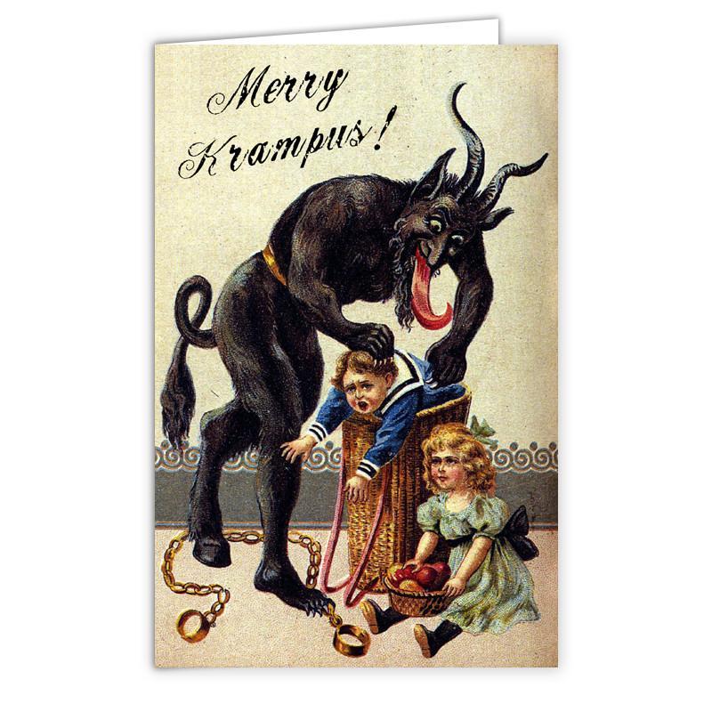 Kid in a Basket Krampus Greeting Card – Shady Front