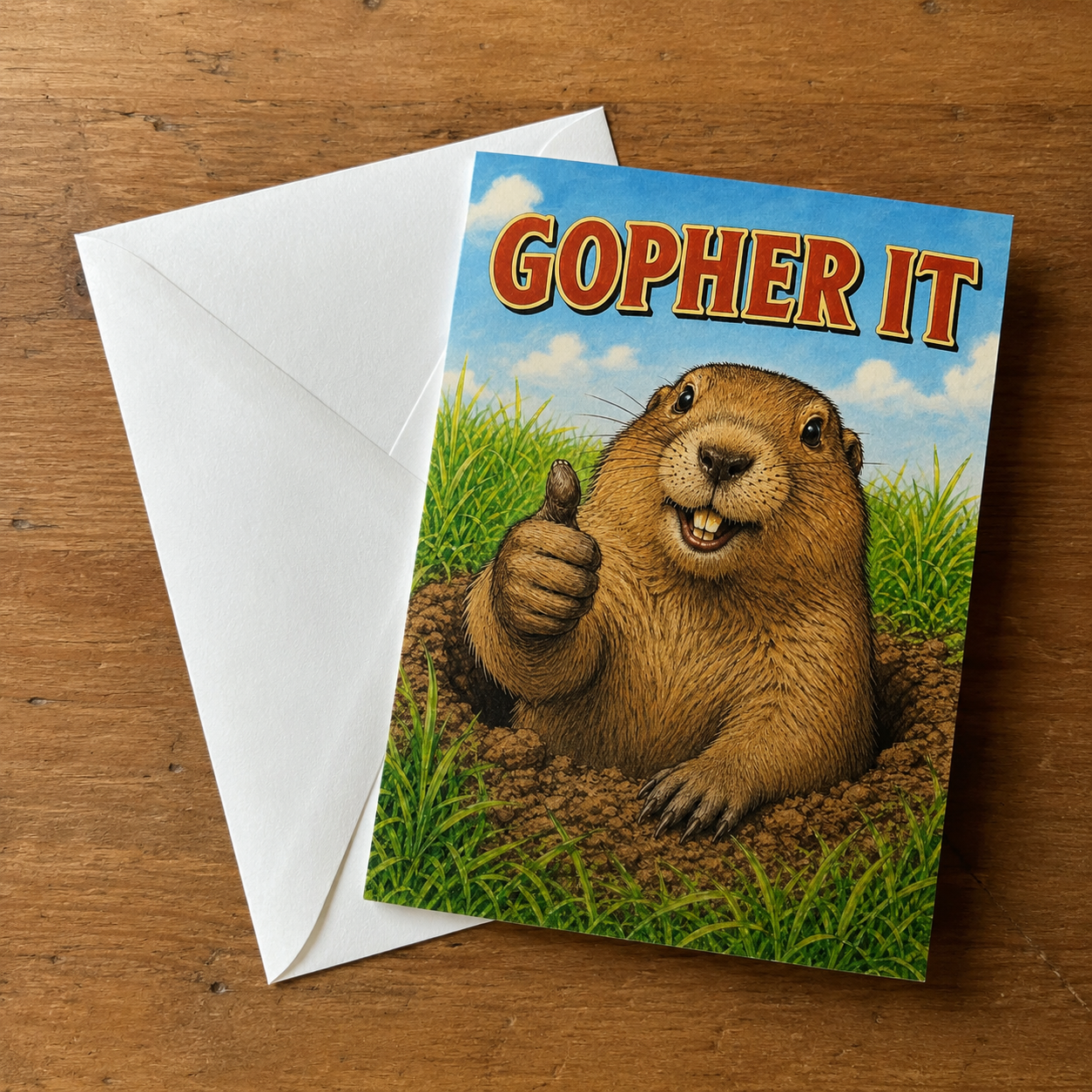 Wholesale Gopher It Greeting Card - Shady Front