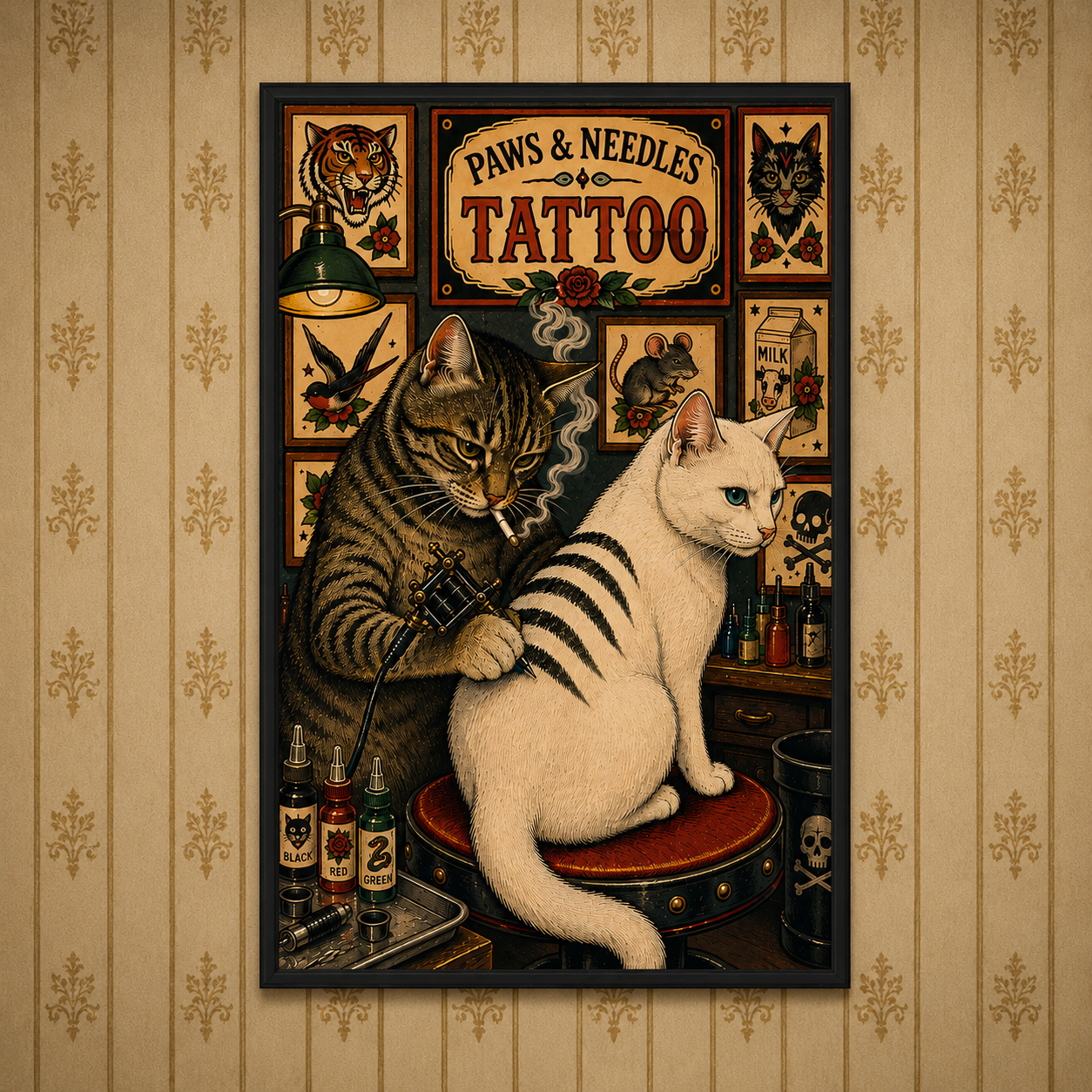 Wholesale Paws and Needles Tattoo Print - Shady Front