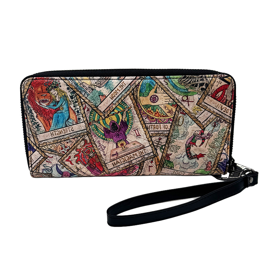 Wristlet with tarot card design on a white background