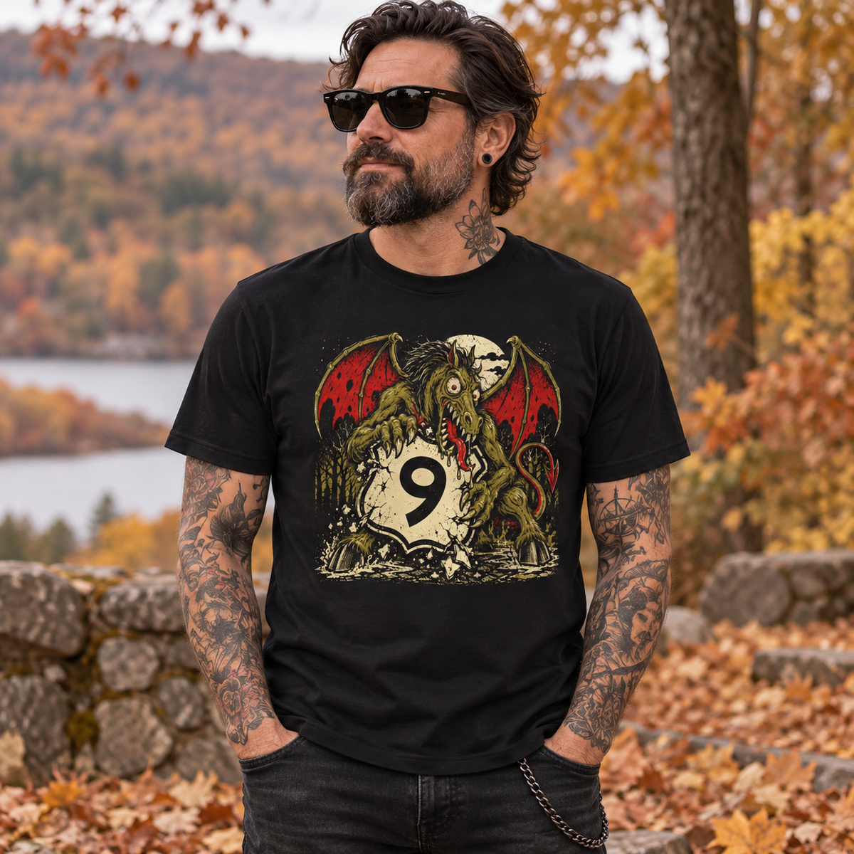Wholesale Funny Cryptid Jersey Devil Band Tee - Shady Front