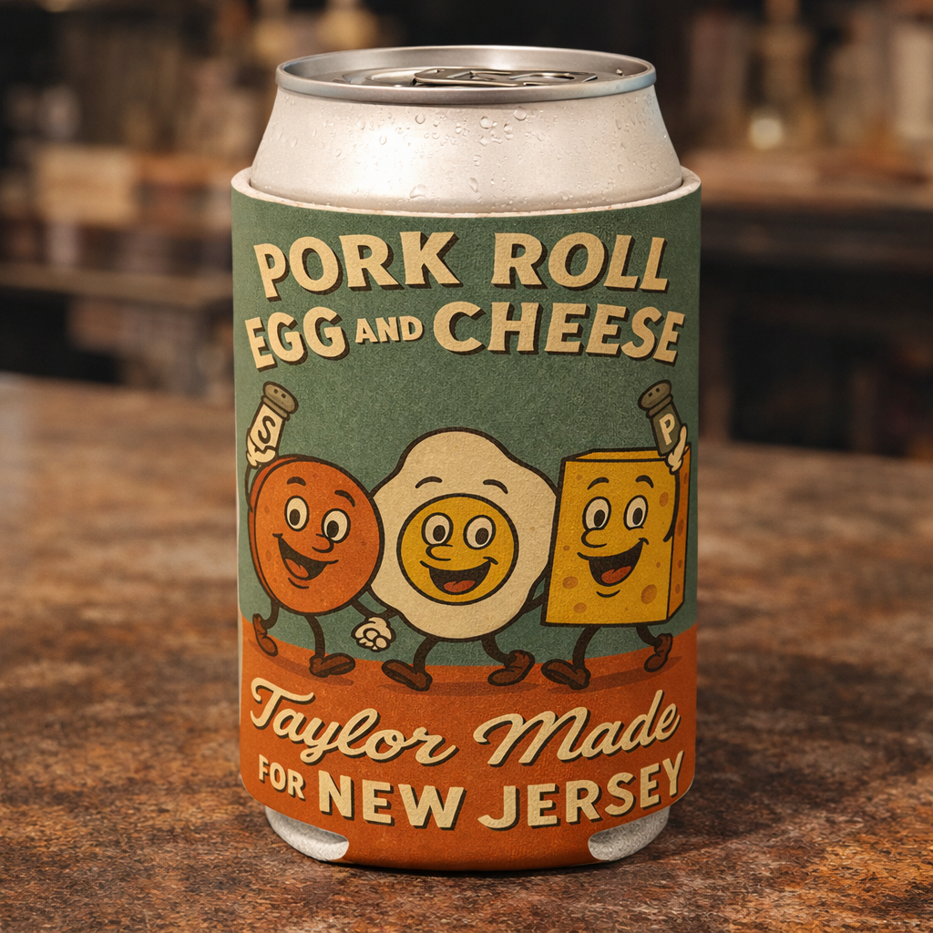 Pork Roll Egg and Cheese Taylor Made Can Cooler - Shady Front