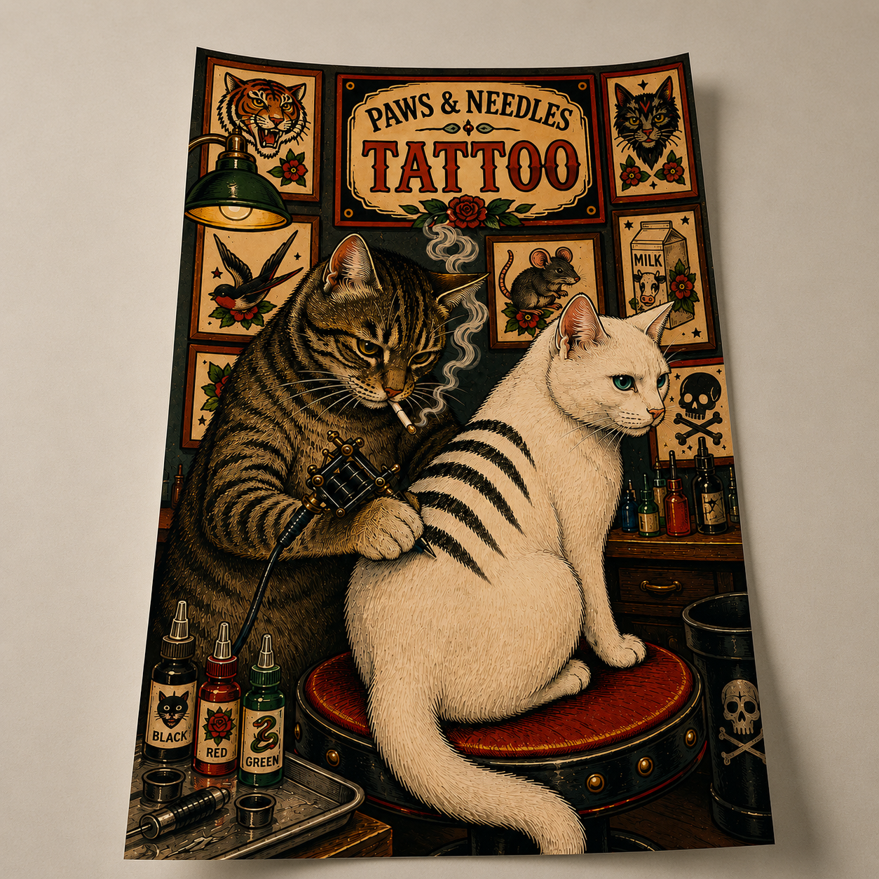 Wholesale Paws and Needles Tattoo Print - Shady Front
