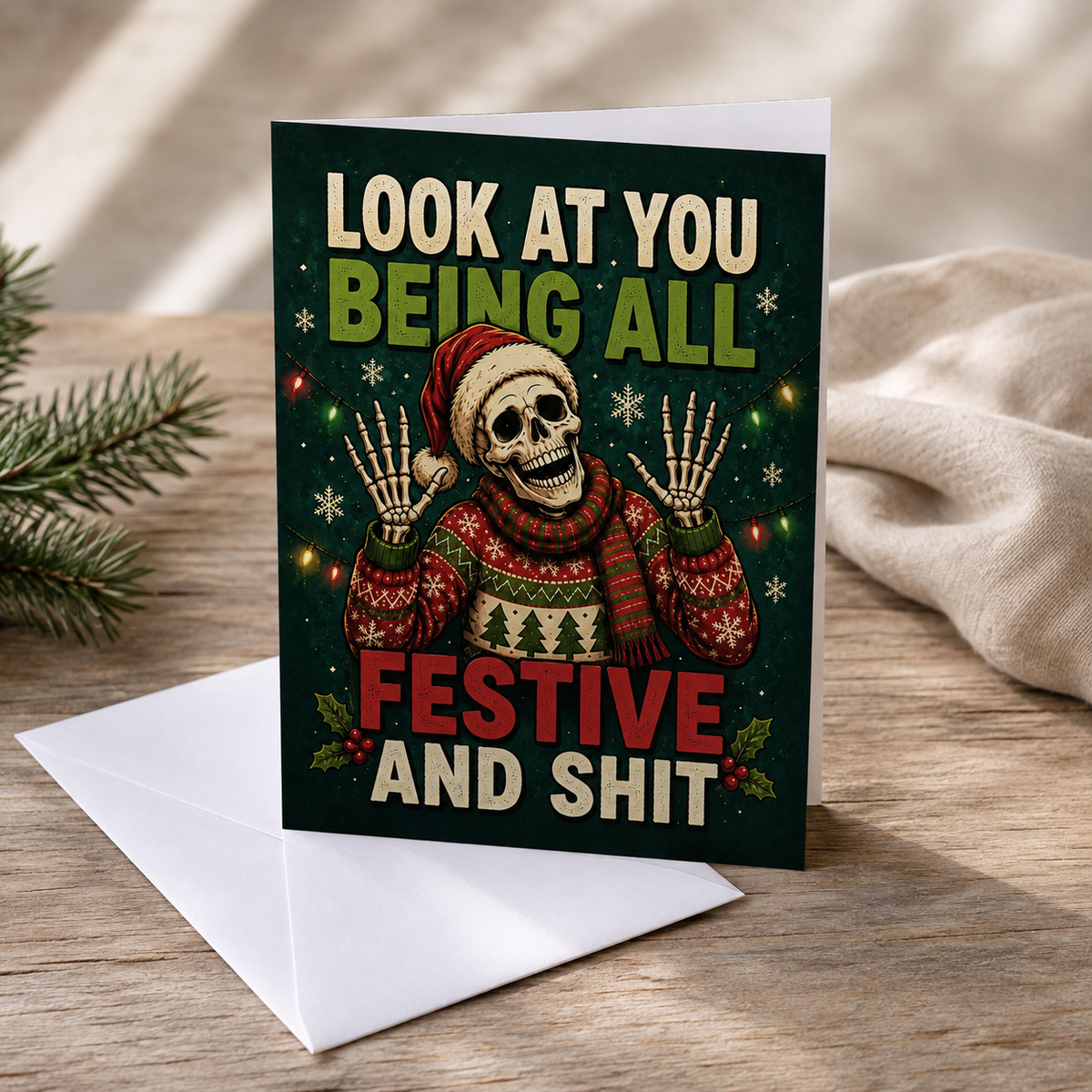 Wholesale Funny Skeleton Christmas Card - Shady Front