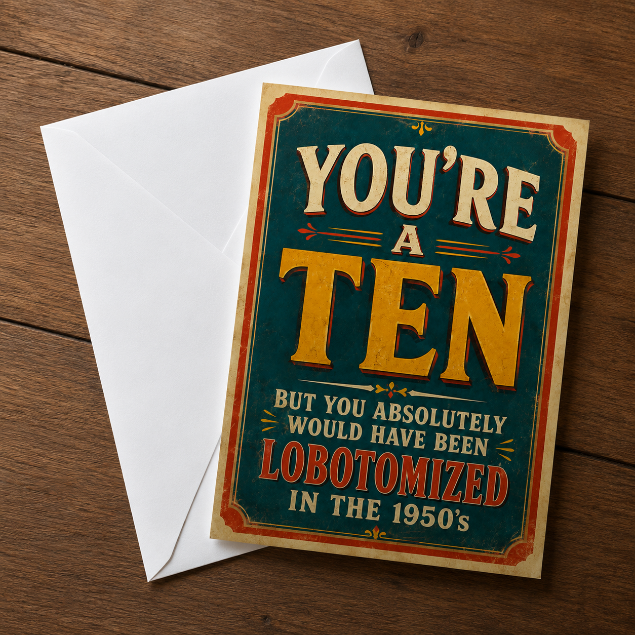 Wholesale You're a Ten, But Would Have Been Lobotomized Greeting Card - Shady Front