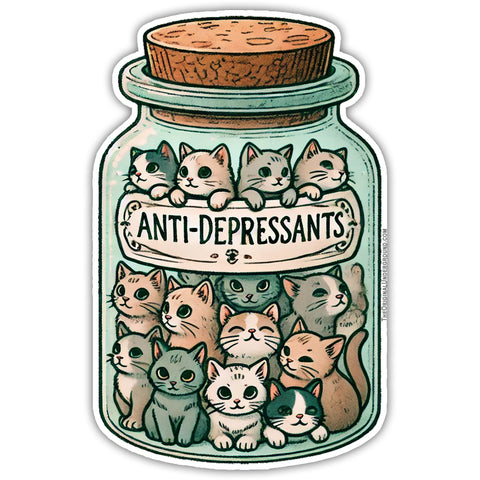 Anti-depressant Cats Car Magnet