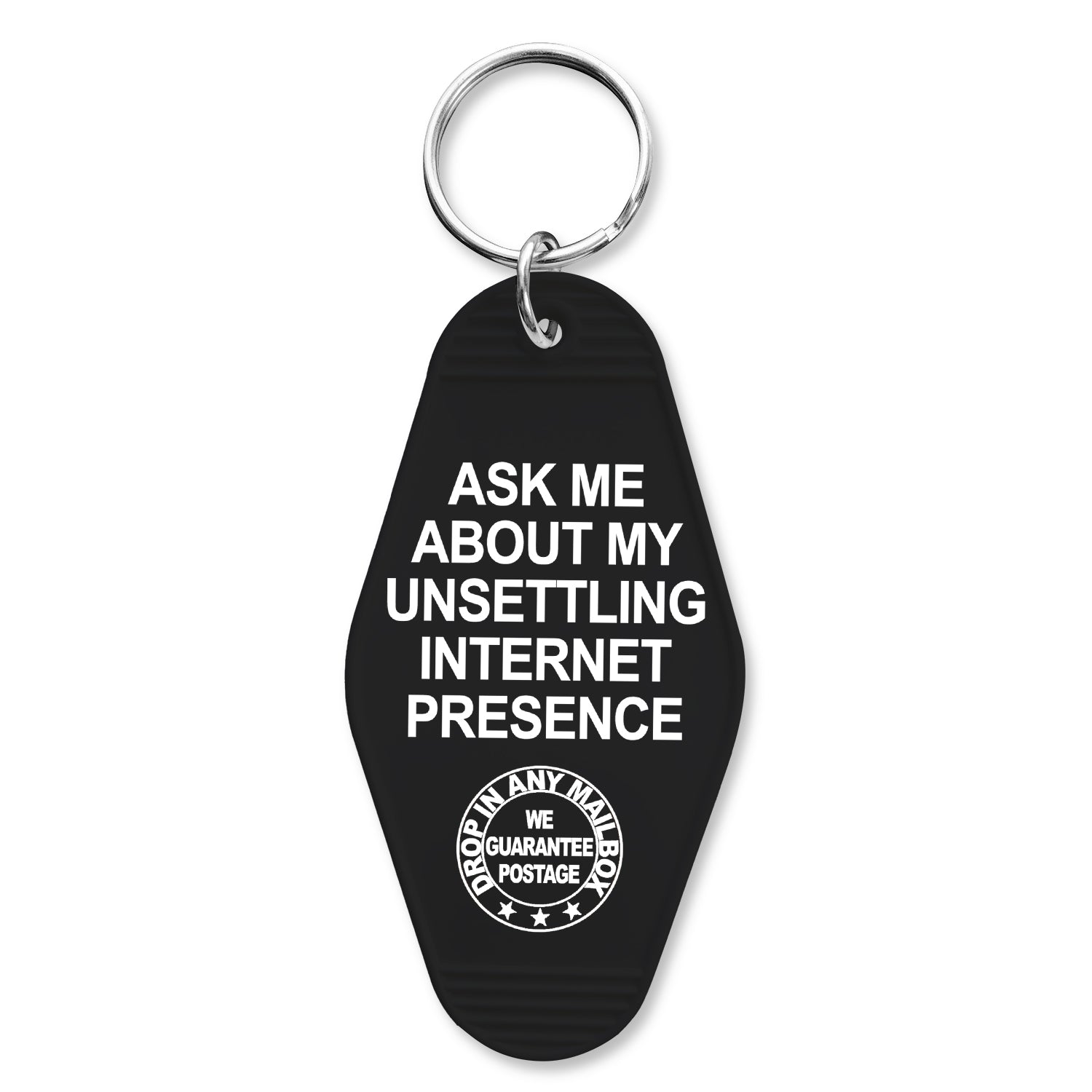 Ask Me About My Unsettling Internet Presence Room Keychain - Shady Front