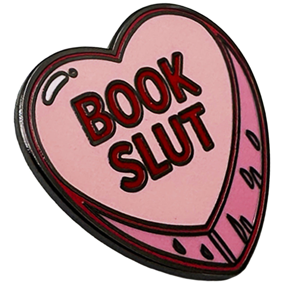 Book Slut Candy Heart Enamel Pin Angle