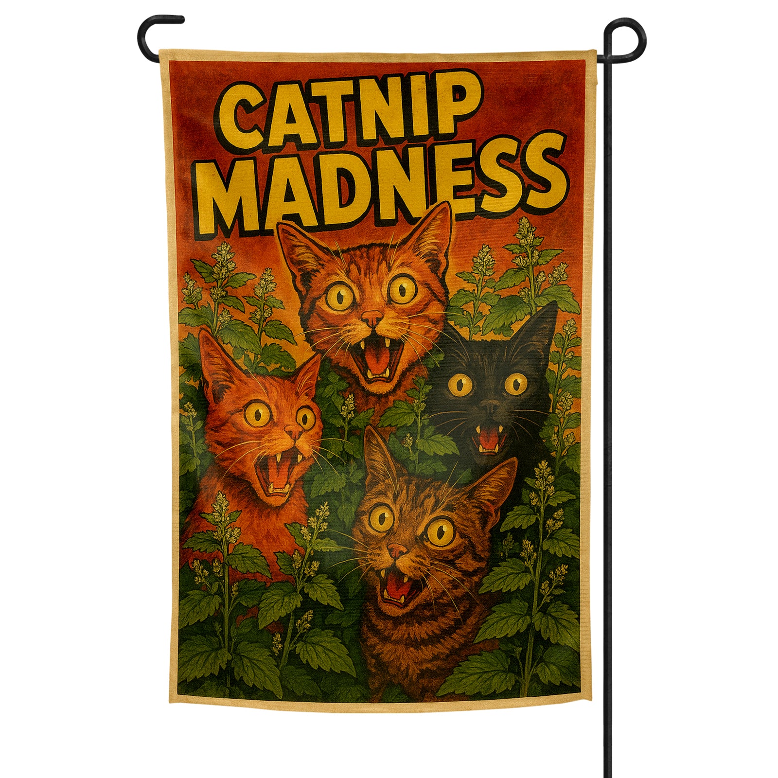Catnip Madness Garden Flag - Shady Front