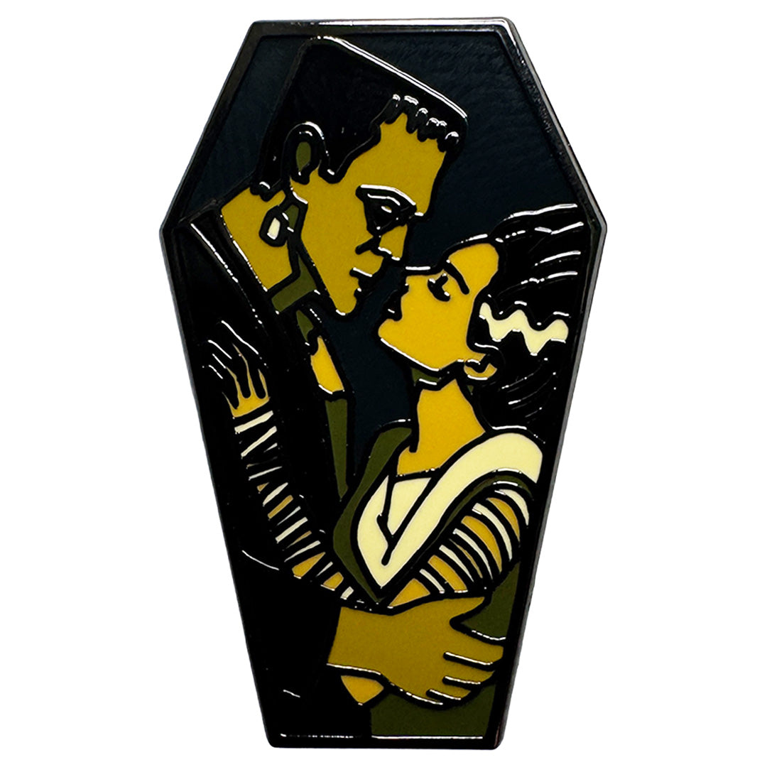 Wholesale Frankenstein and His Bride Enamel Pin - Shady Front