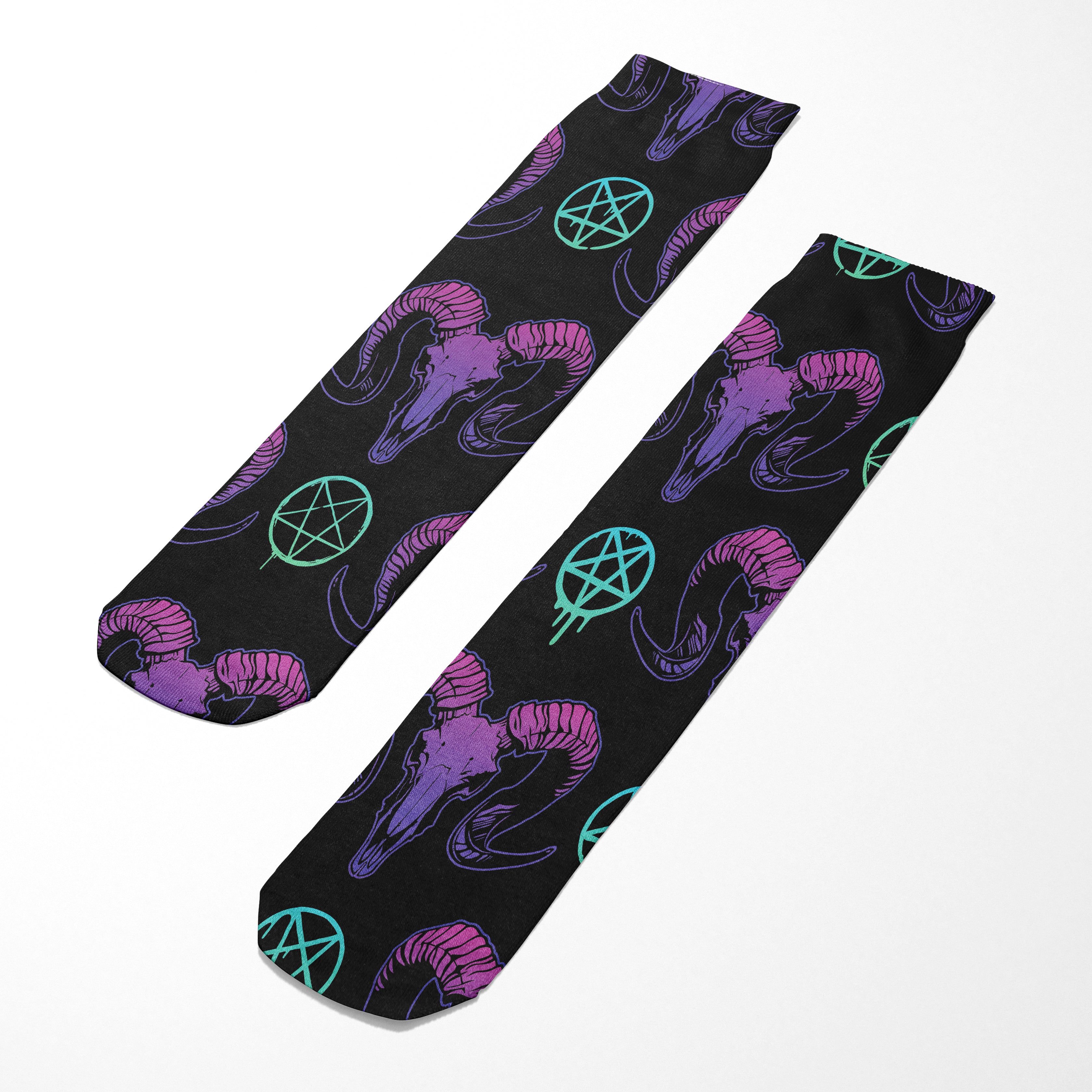 Goat Skulls and Pentacles Socks