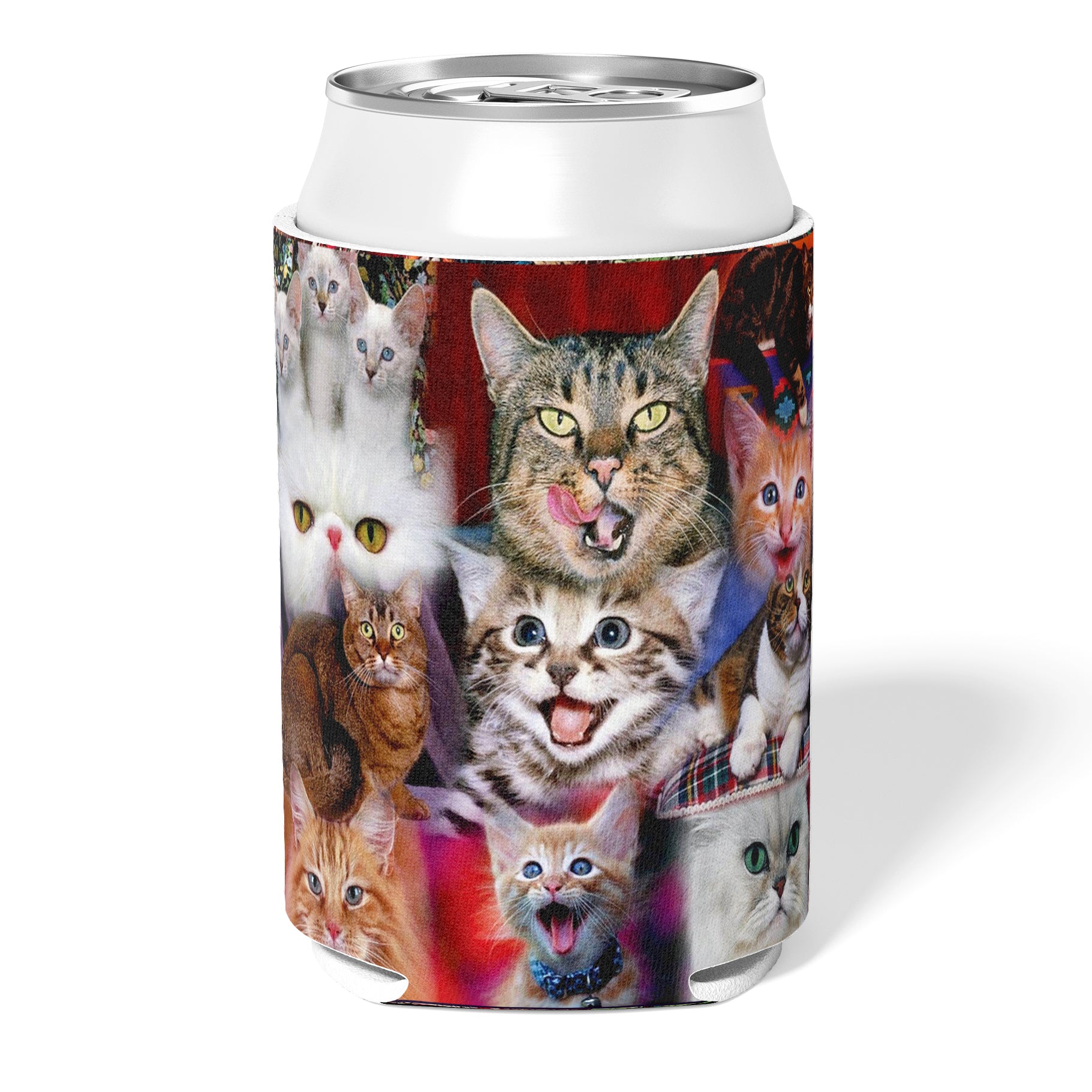 Happy Cat Collage Can Cooler - Shady Front