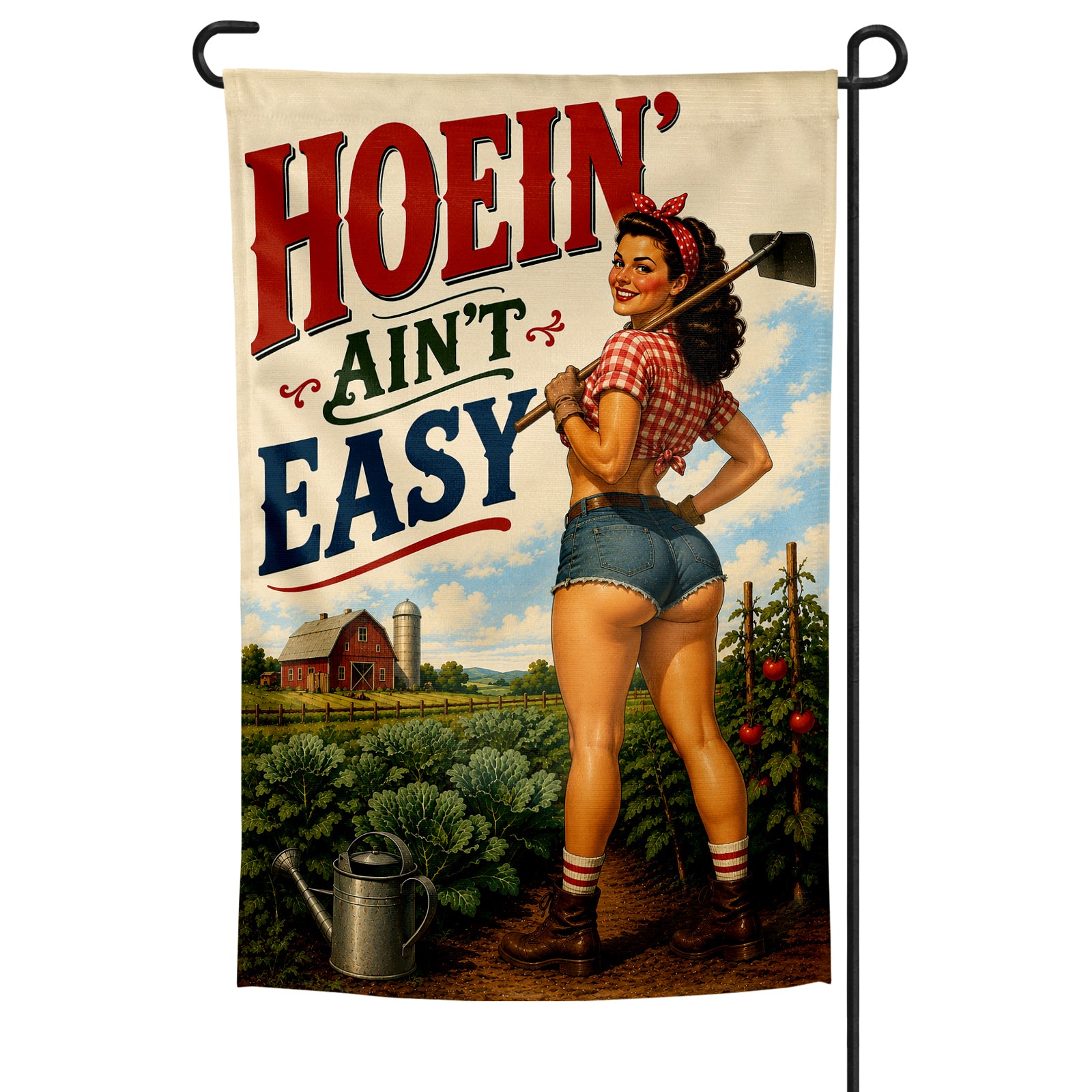 Wholesale Hoeing Ain't Easy Garden Flag - Shady Front