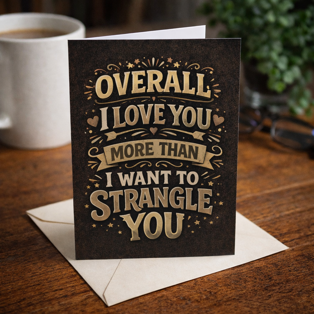I Love You More Than I Want To Strangle You Card - Shady Front