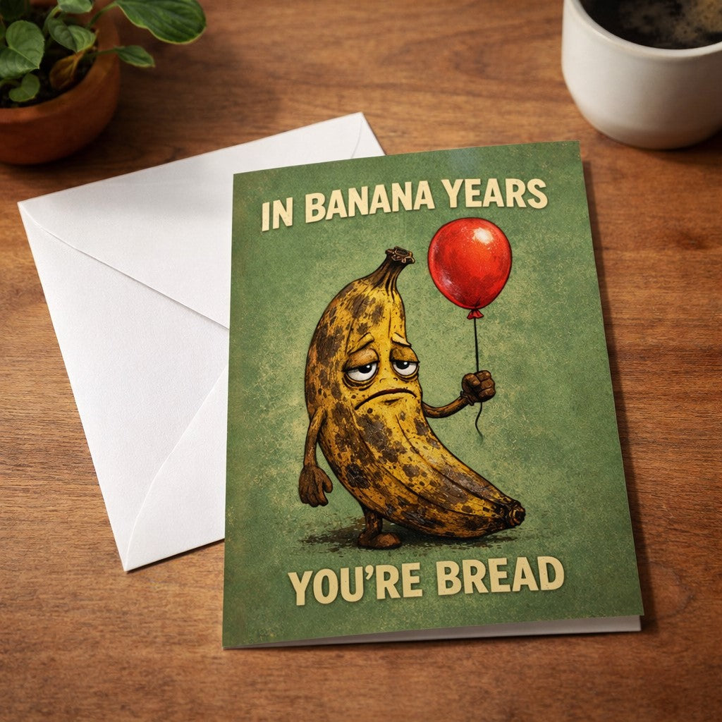 In Banana Years You're Bread Birthday Card - Shady Front