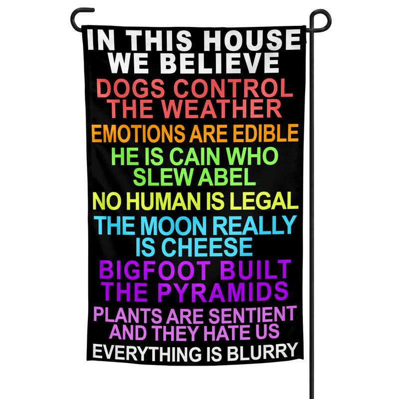In This House We Believe Garden Flag Wholesale Supplier - Shady Front
