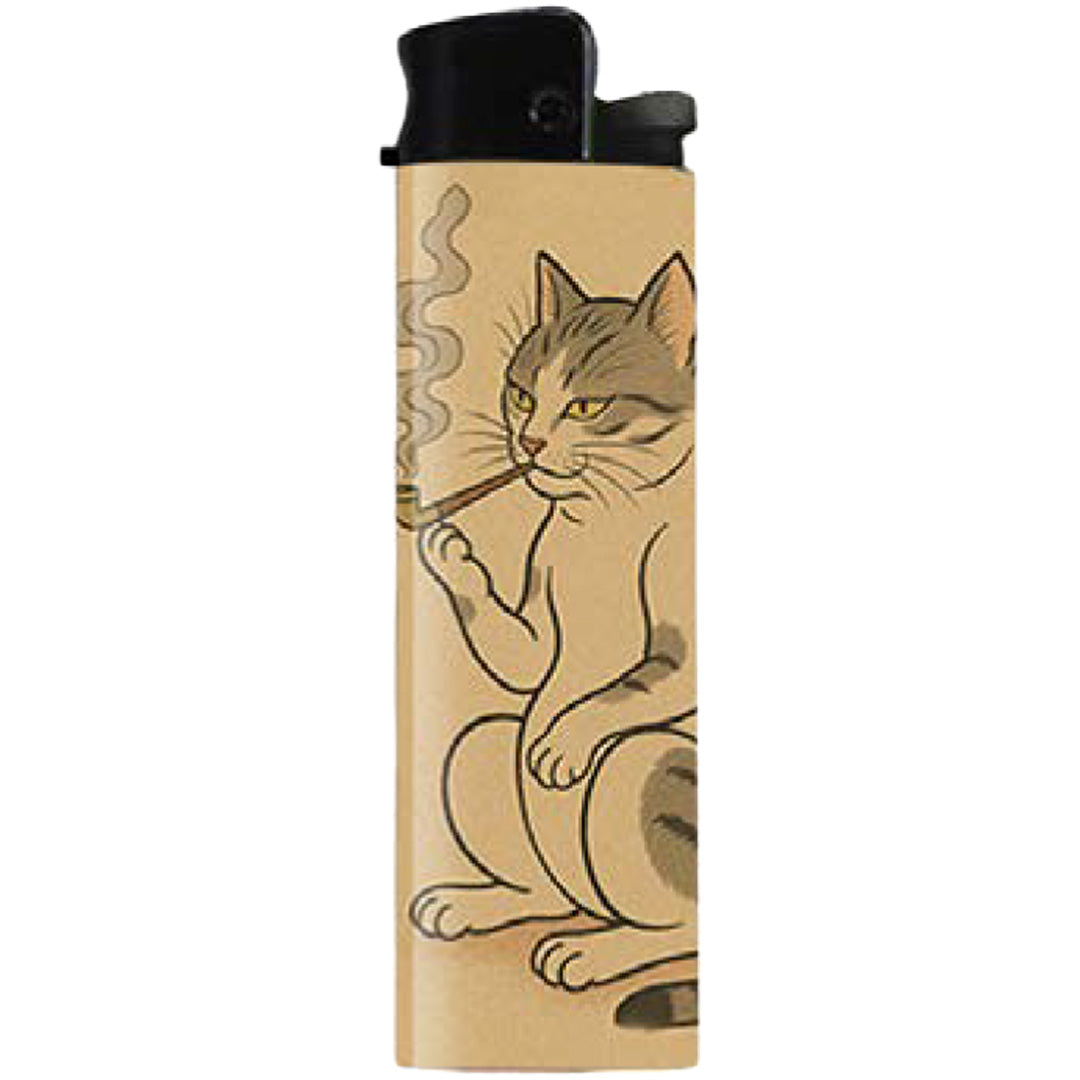 Japanese Cat Smoking a Pipe Lighter - Shady Front
