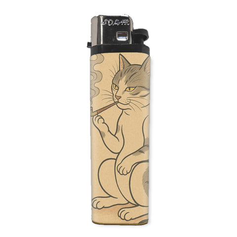 Japanese Cat Smoking a Pipe Basic Lighter