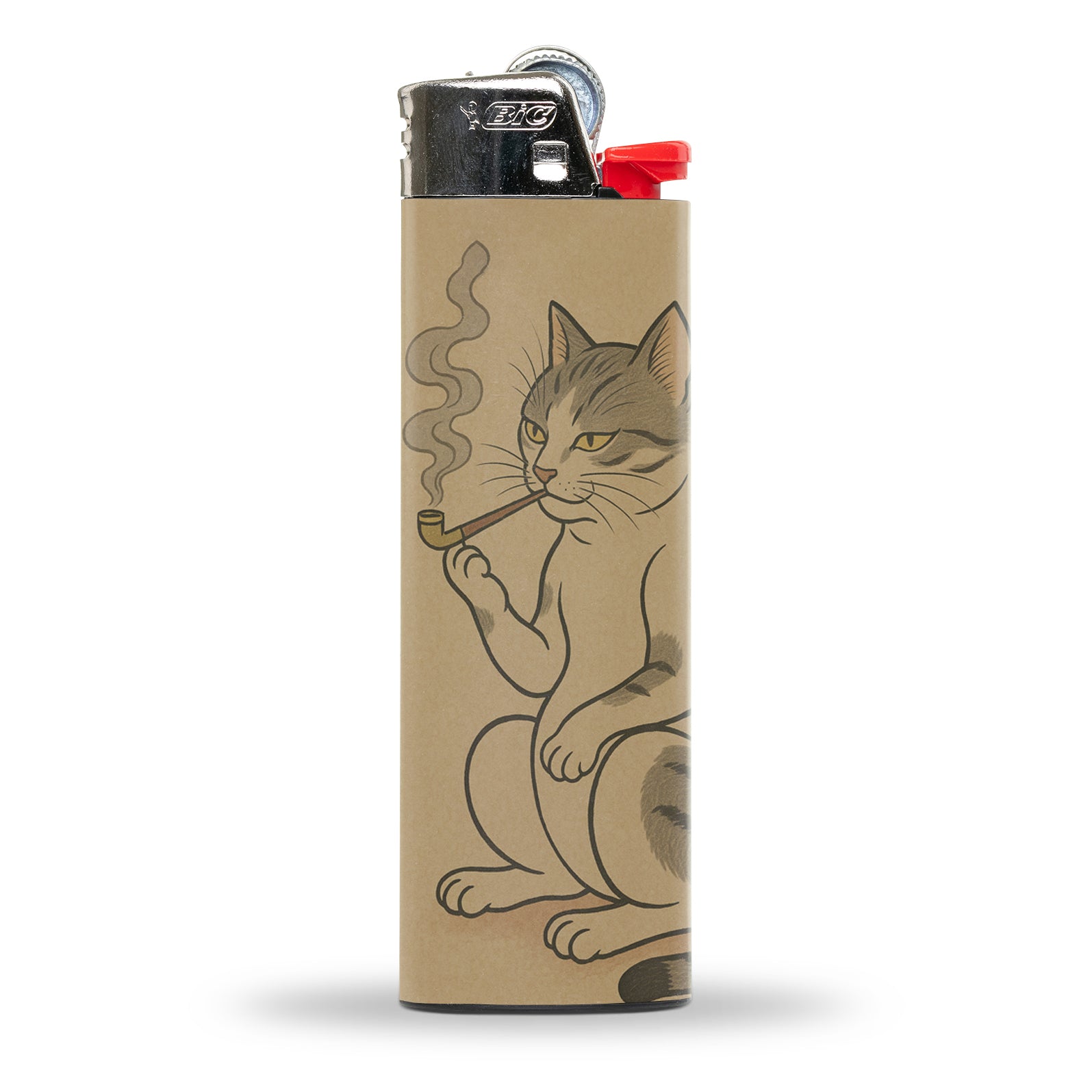 Japanese Cat Smoking a Pipe Lighter - Shady Front