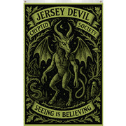 Jersey Devil Cryptid Society banner with a creature illustration and text on a dark background