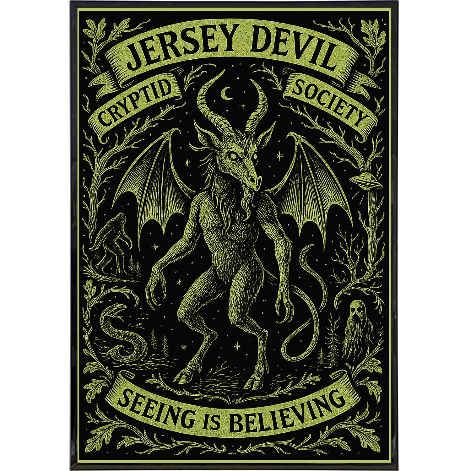 Jersey Devil Cryptid Society Poster Print - Shady Front