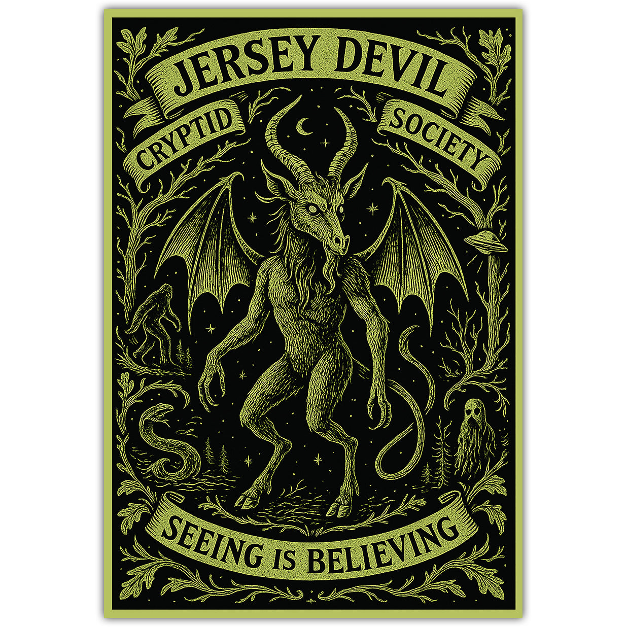 Jersey Devil Cryptid Society Car Magnet - Shady Front