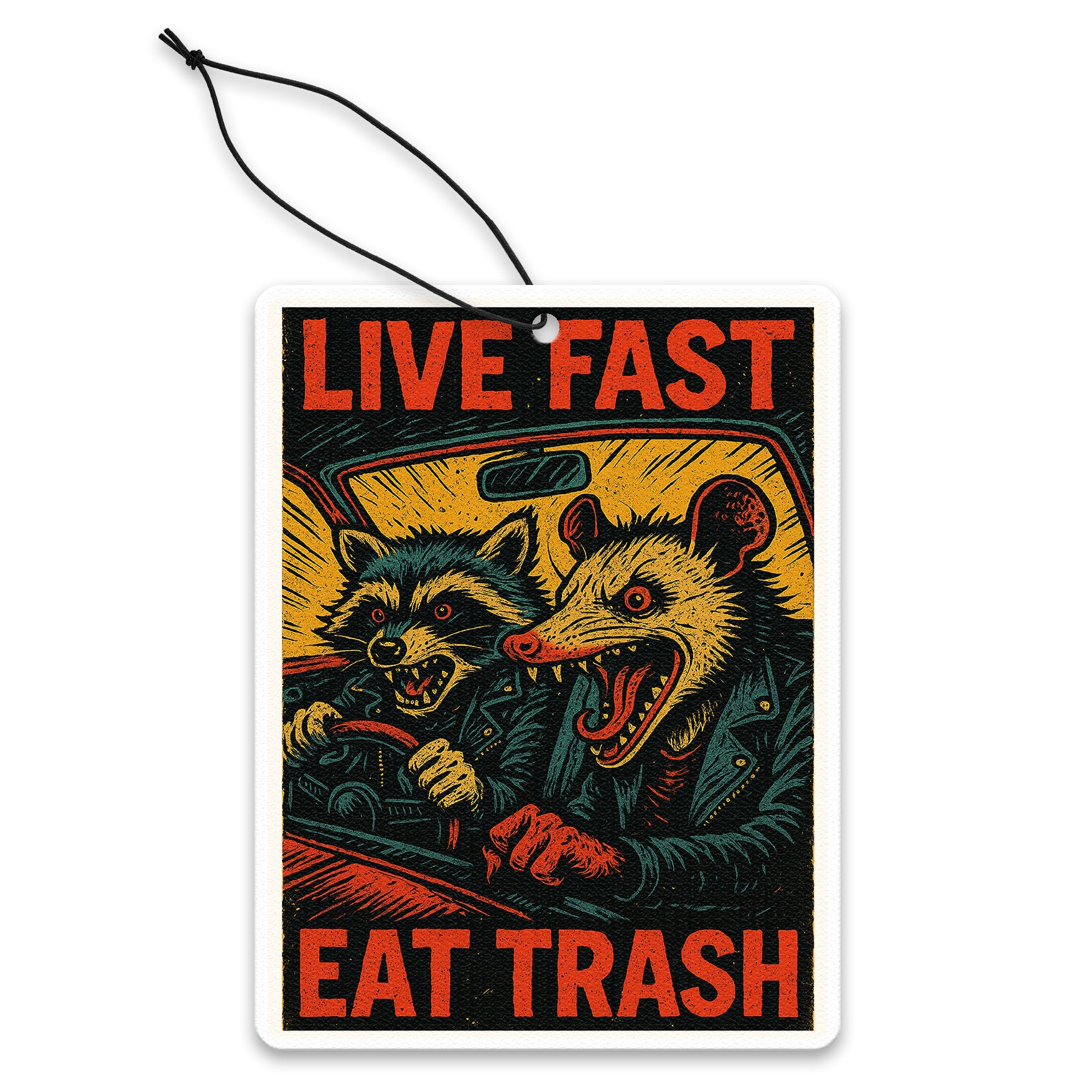 Live Fast Eat Trash Air Freshener - Shady Front