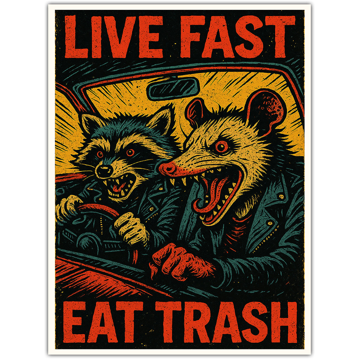 Live Fast Eat Trash Sticker - Shady Front