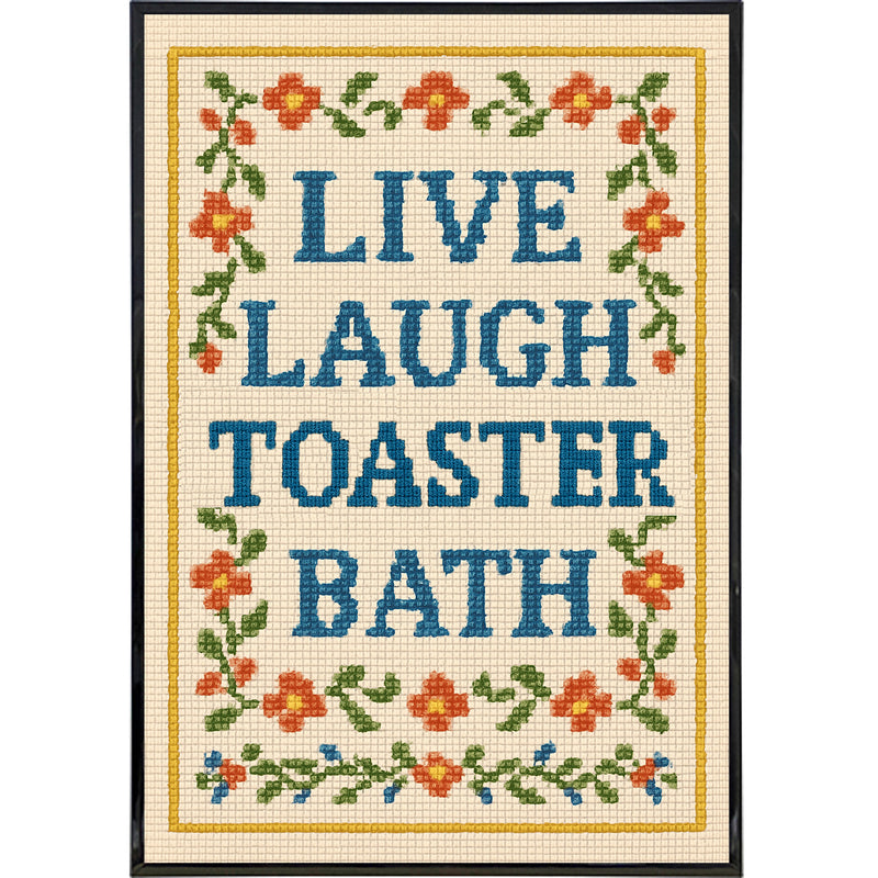 Live Laugh Toaster Bath Needlepoint Poster Print Wholesale Supplier - Shady Front
