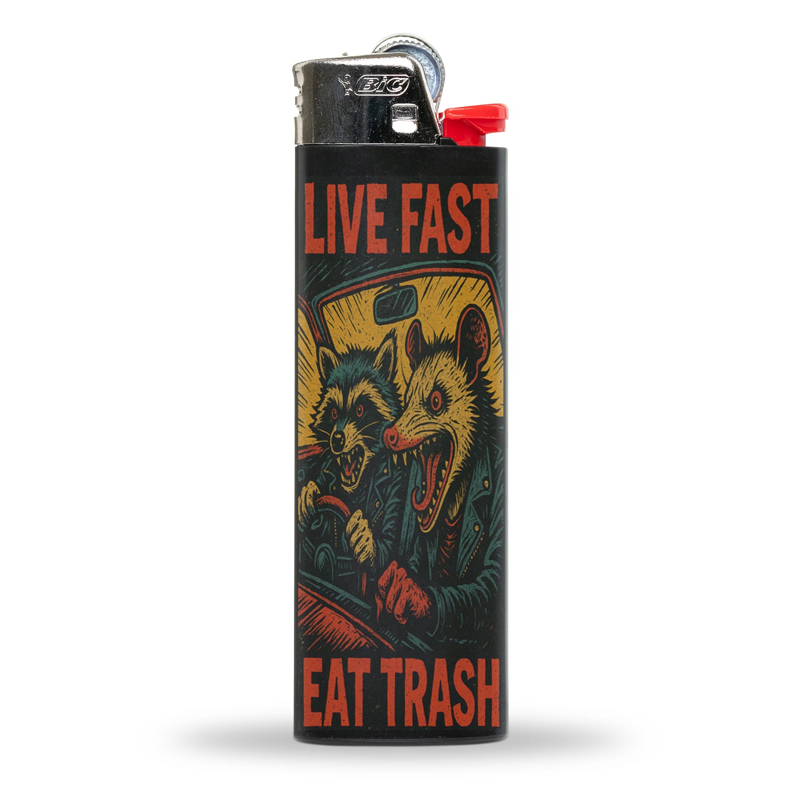 Live Fast Eat Trash Lighter - Shady Front