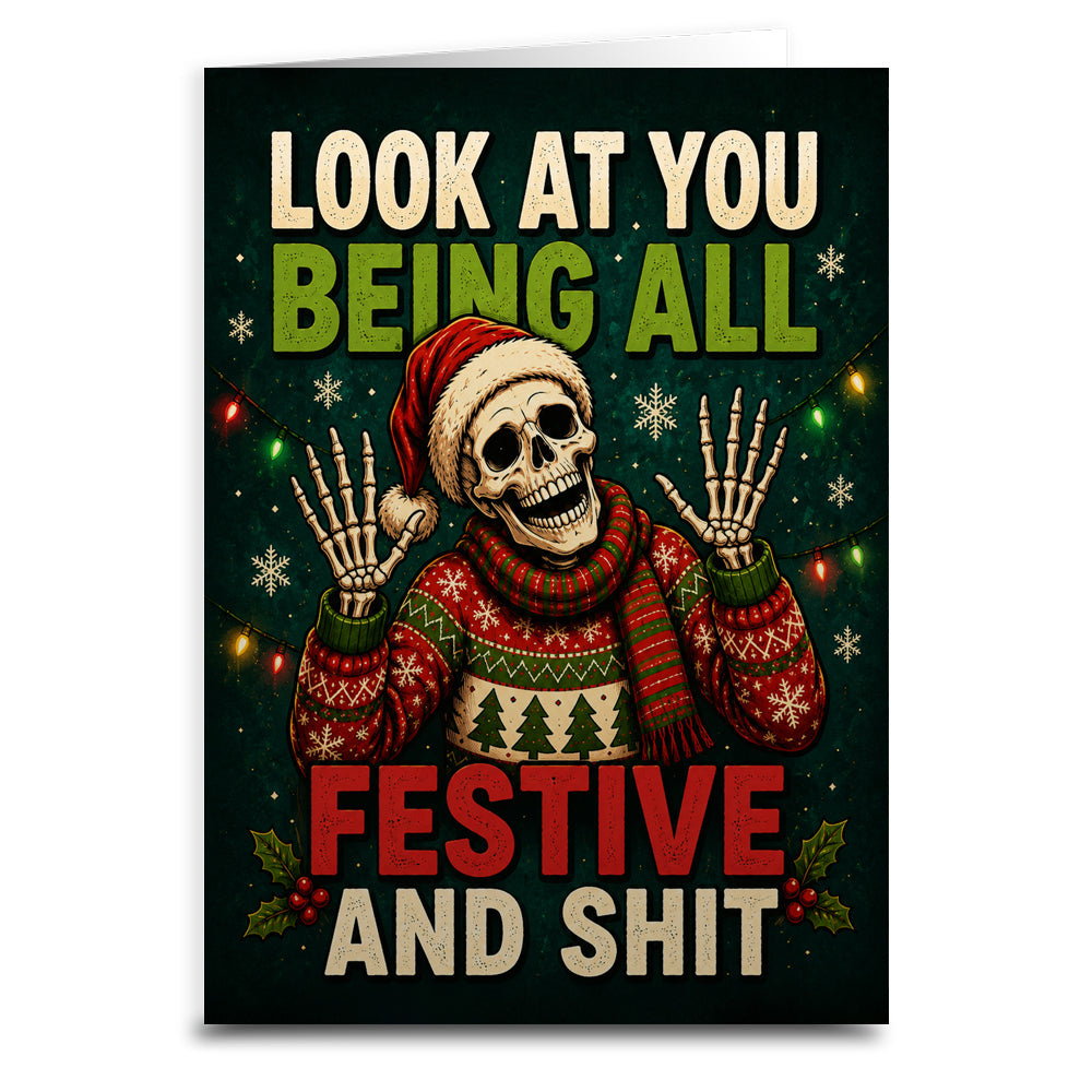 Wholesale Look at You Being All Festive Christmas Card - Shady Front