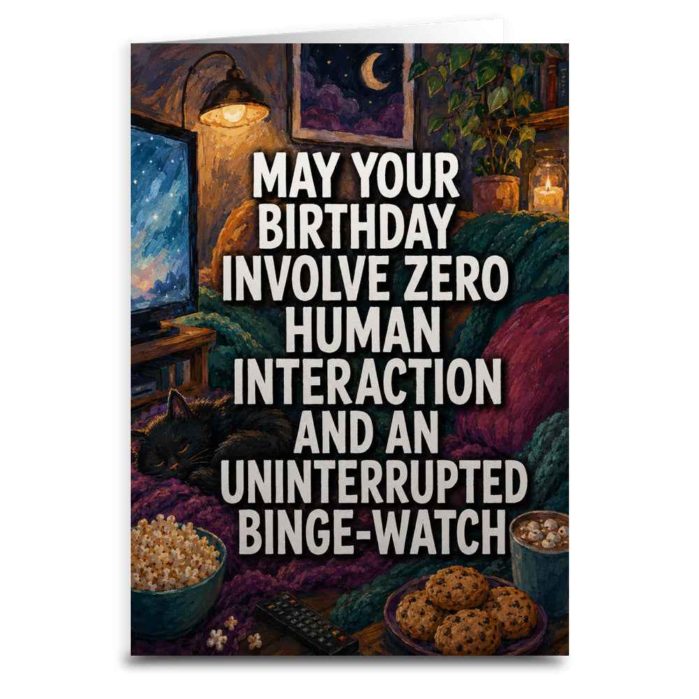 Zero Human Interaction Funny Introvert Birthday Card