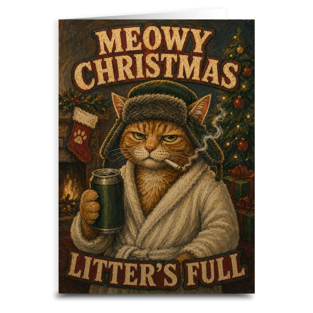 Wholesale Meowy Christmas Litters Full Christmas Card - Shady Front