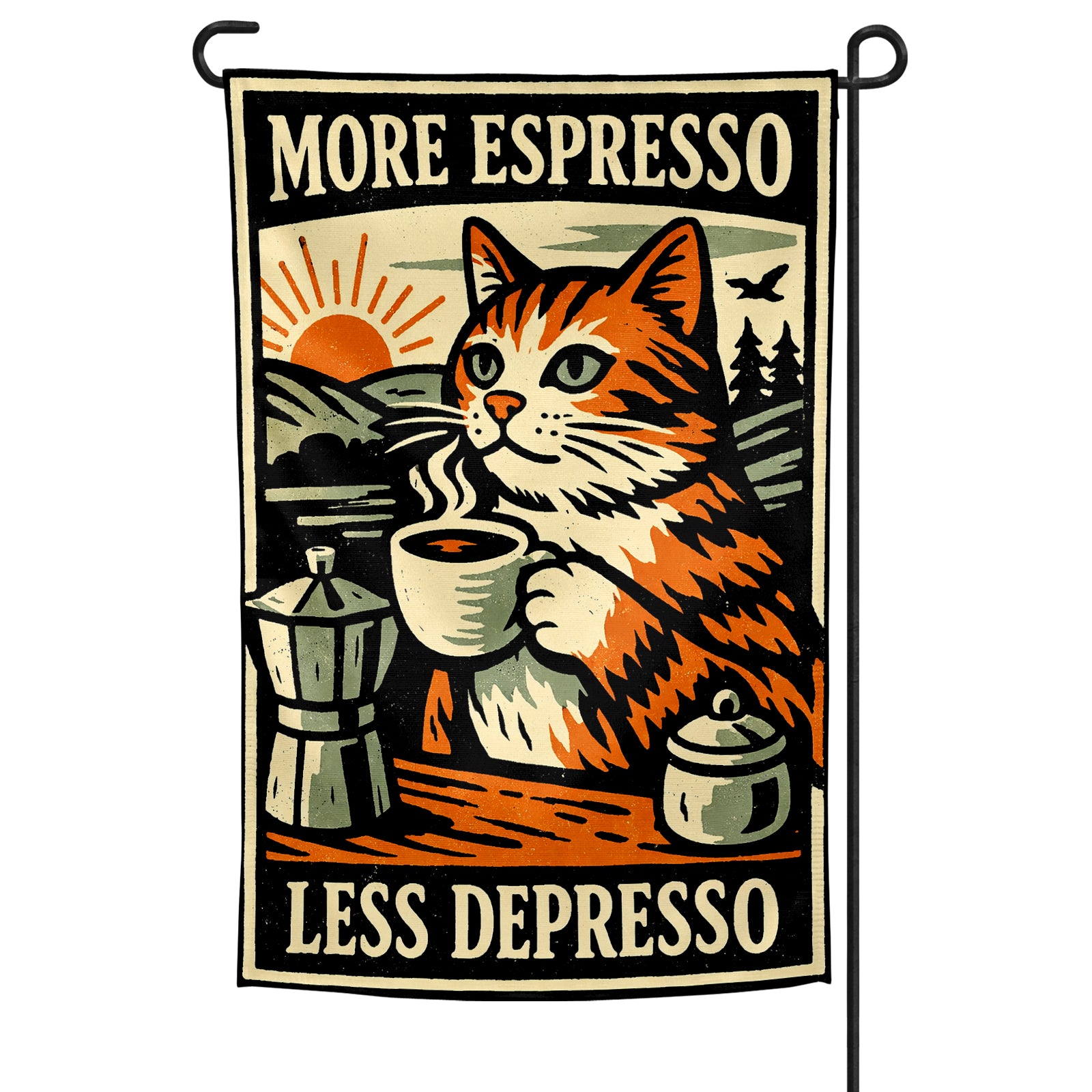 More Espresso Less Depresso Garden Flag - Shady Front