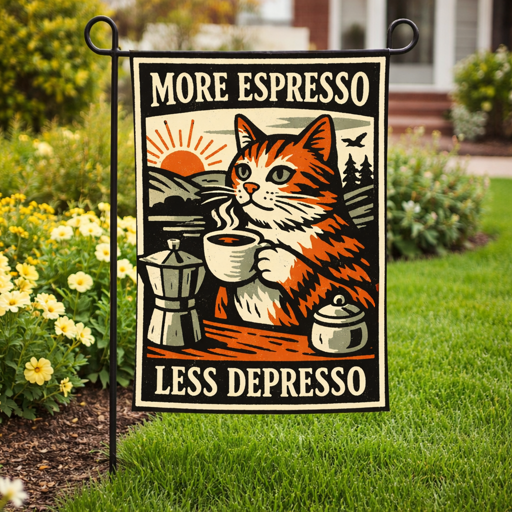 More Espresso Less Depresso Garden Flag - Shady Front