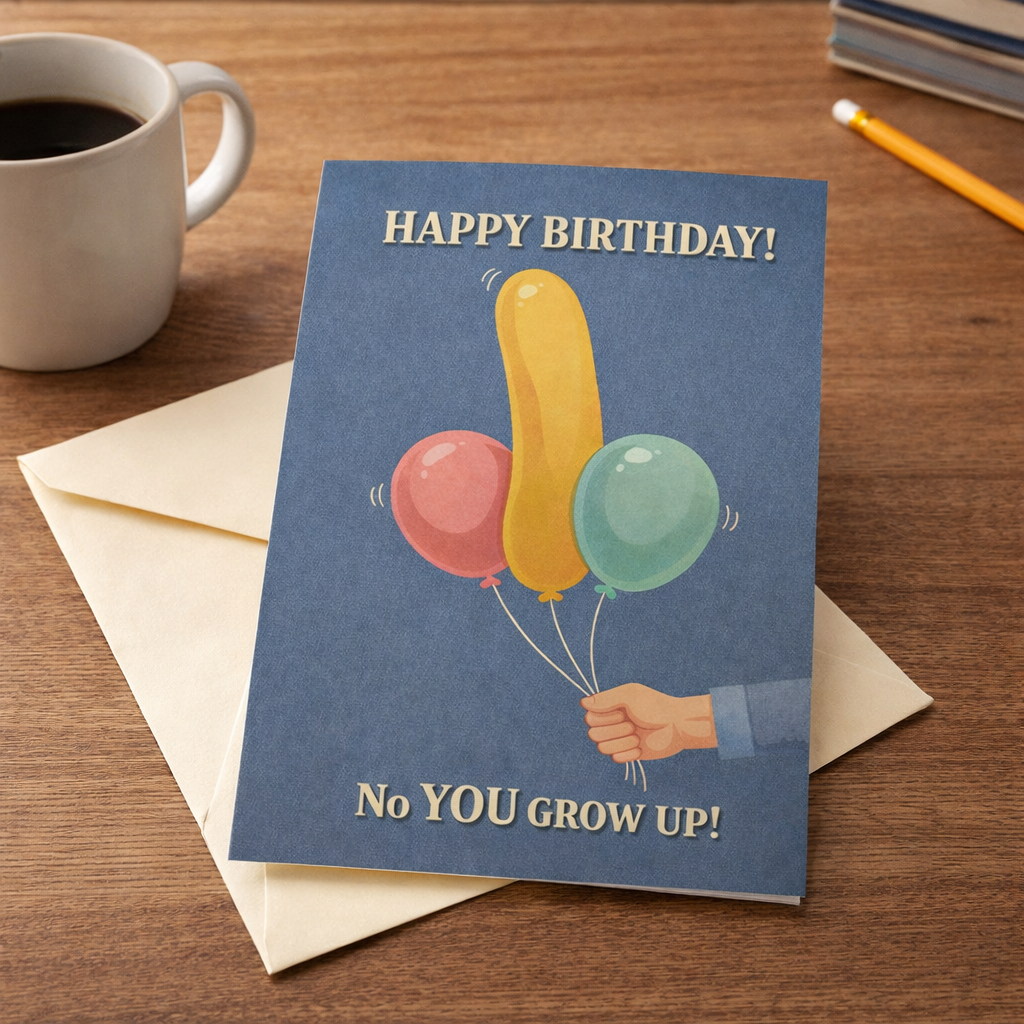 No You Grow Up Birthday Card - Shady Front