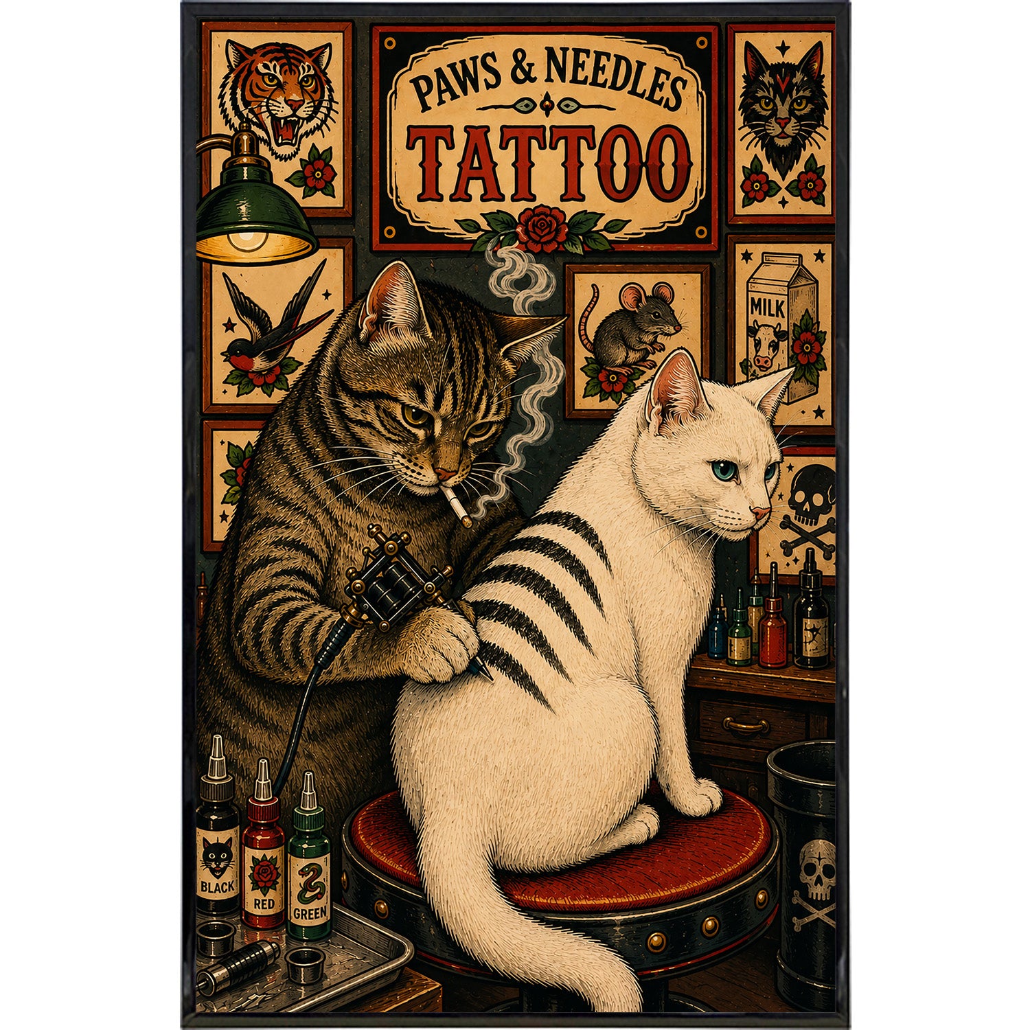Wholesale Paws and Needles Tattoo Print - Shady Front