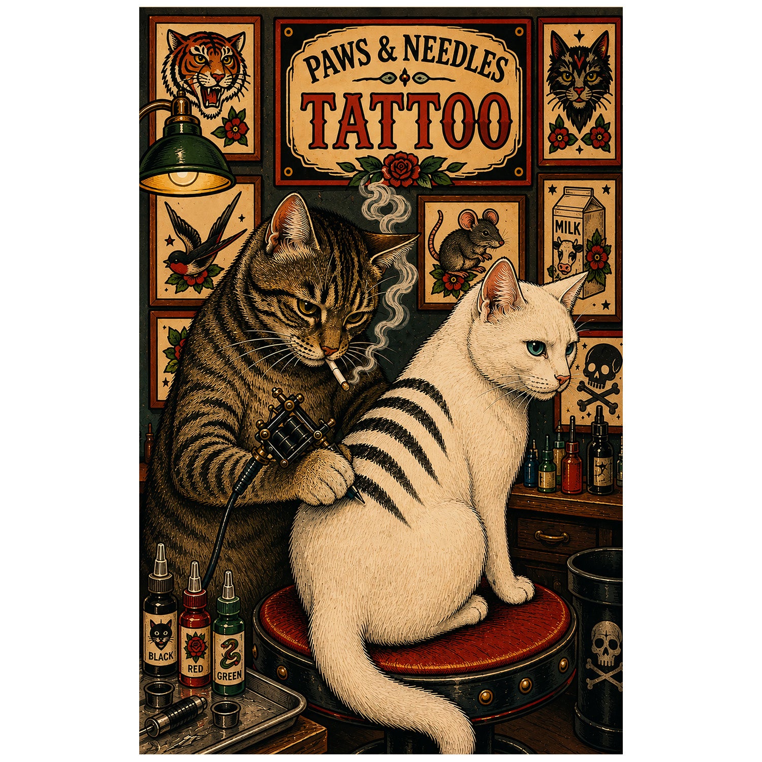 Wholesale Paws and Needles Tattoo Print - Shady Front