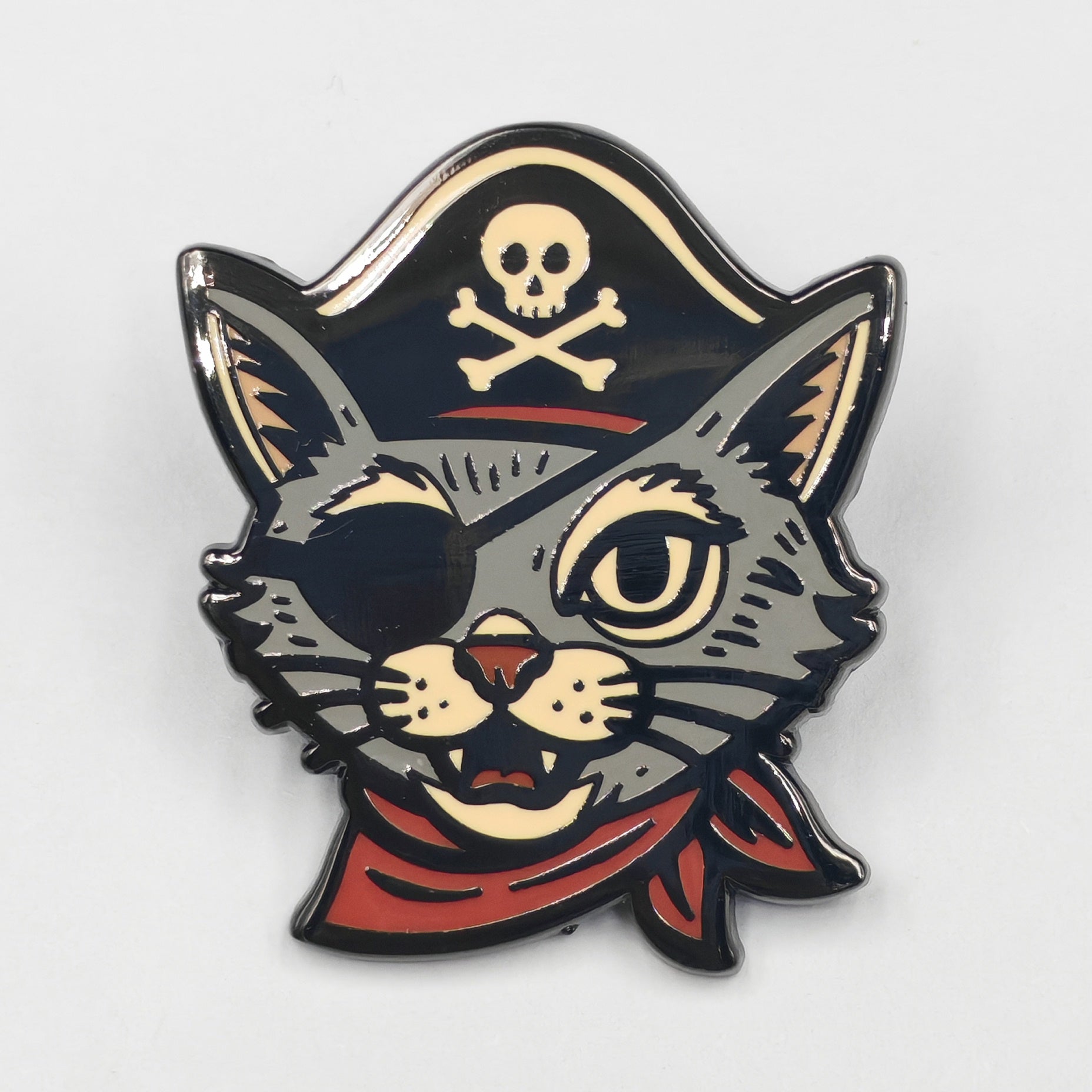 Pirate Cat Enamel Pin - Shady Front