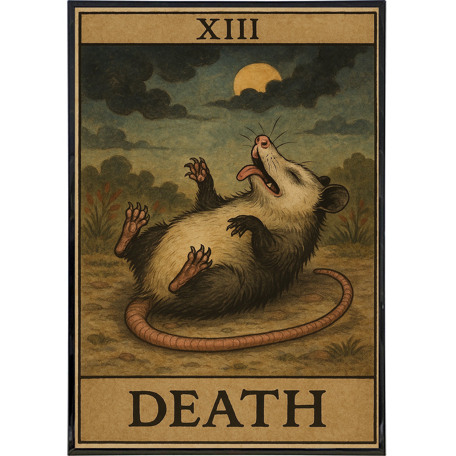 Possum Playing Death Tarot Original Poster Print - Shady Front