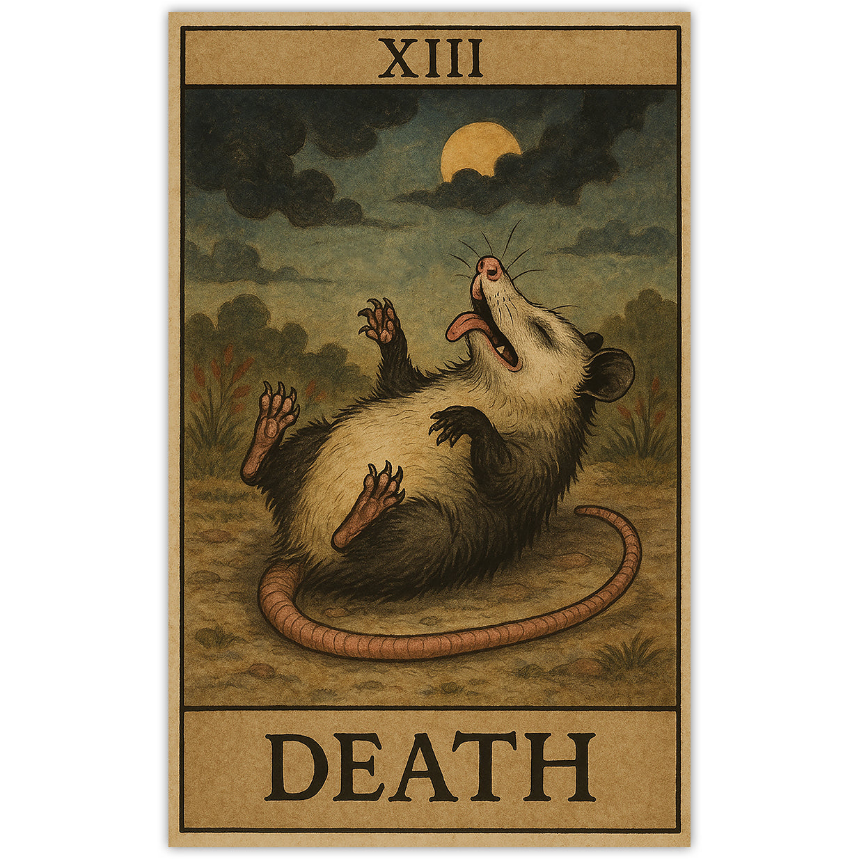 Possum Playing Death Tarot Sticker - Shady Front