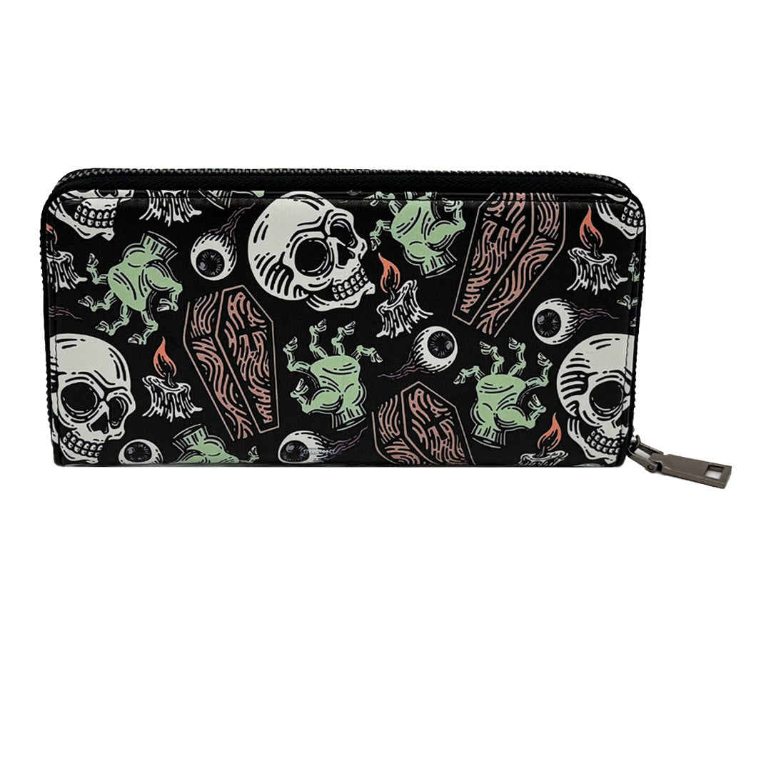 Coffins and Skulls Clutch Handbag - Shady Front