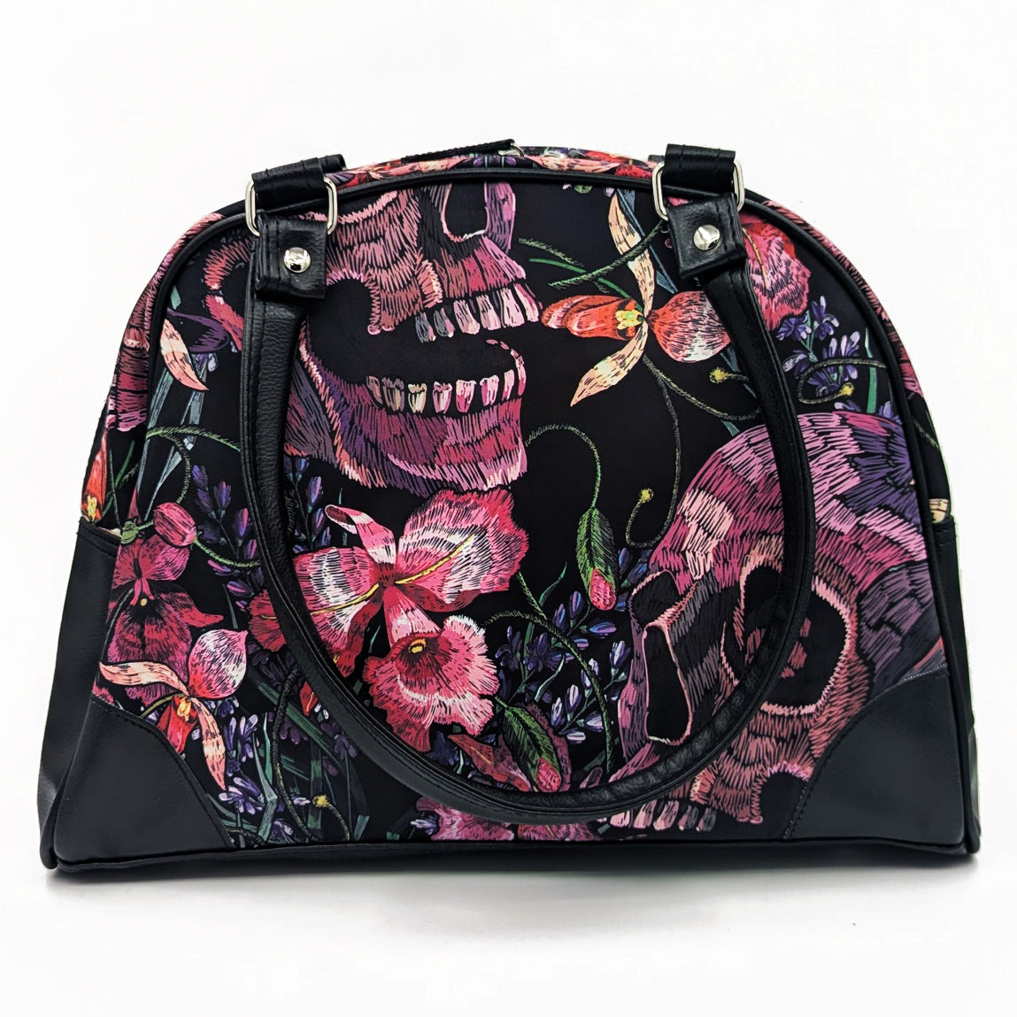 Skulls and Flowers Purse - Shady Front