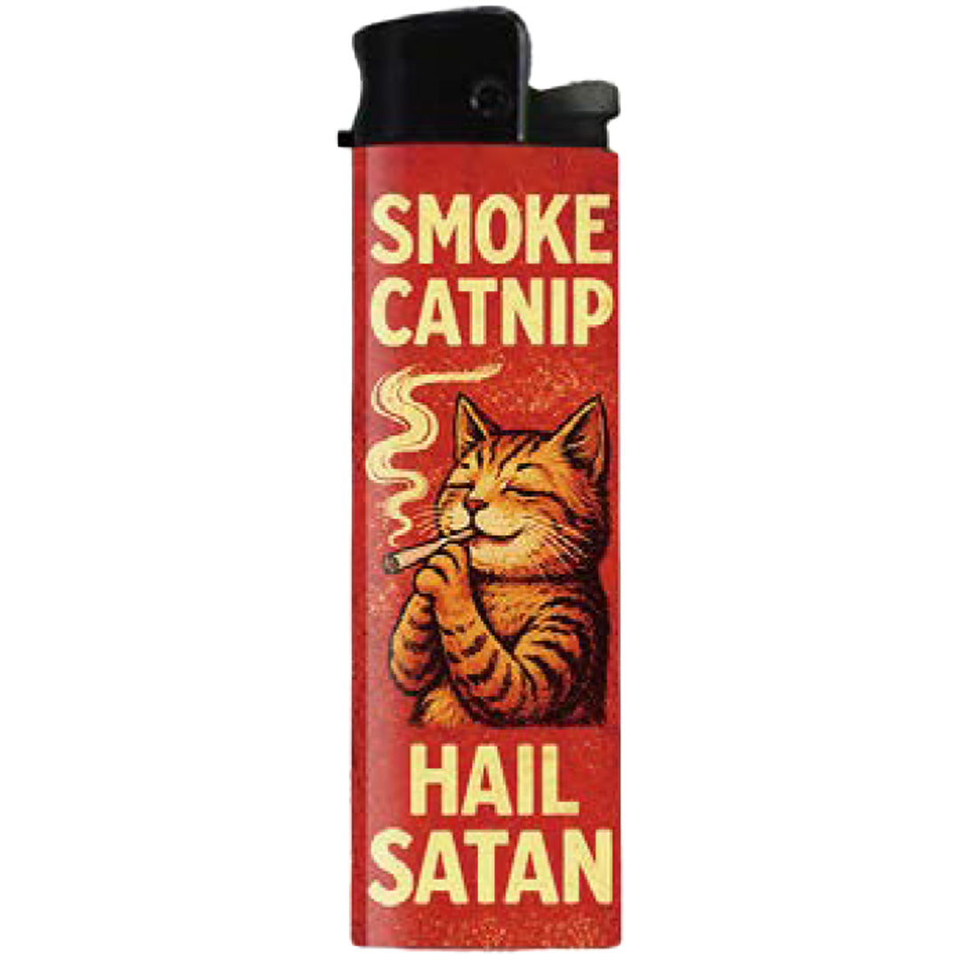 Wholesale Smoke Catnip, Hail Satan Lighter - Front
