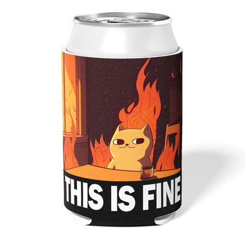 This Is Fine Cat Can Cooler