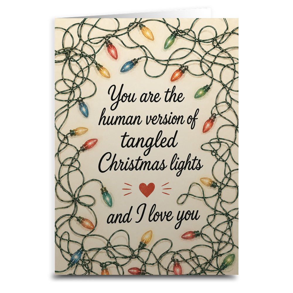 Wholesale Tangled Christmas Lights Holiday Greeting Card - Shady Front