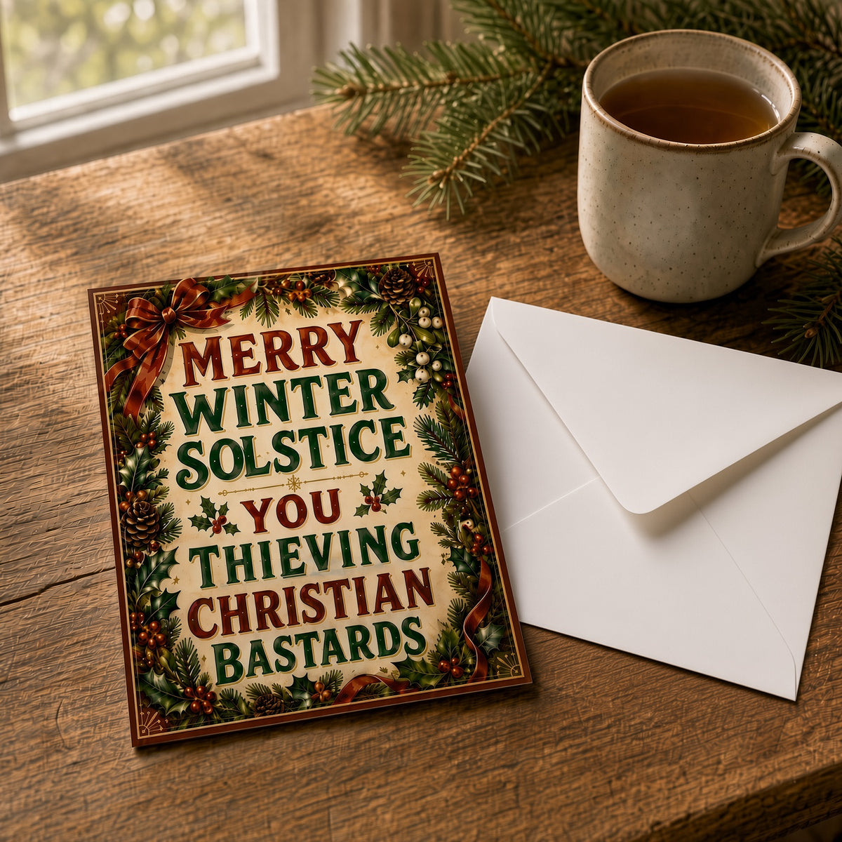 Wholesale Funny Pagan Winter Solstice Greeting Card  -  Shady Front
