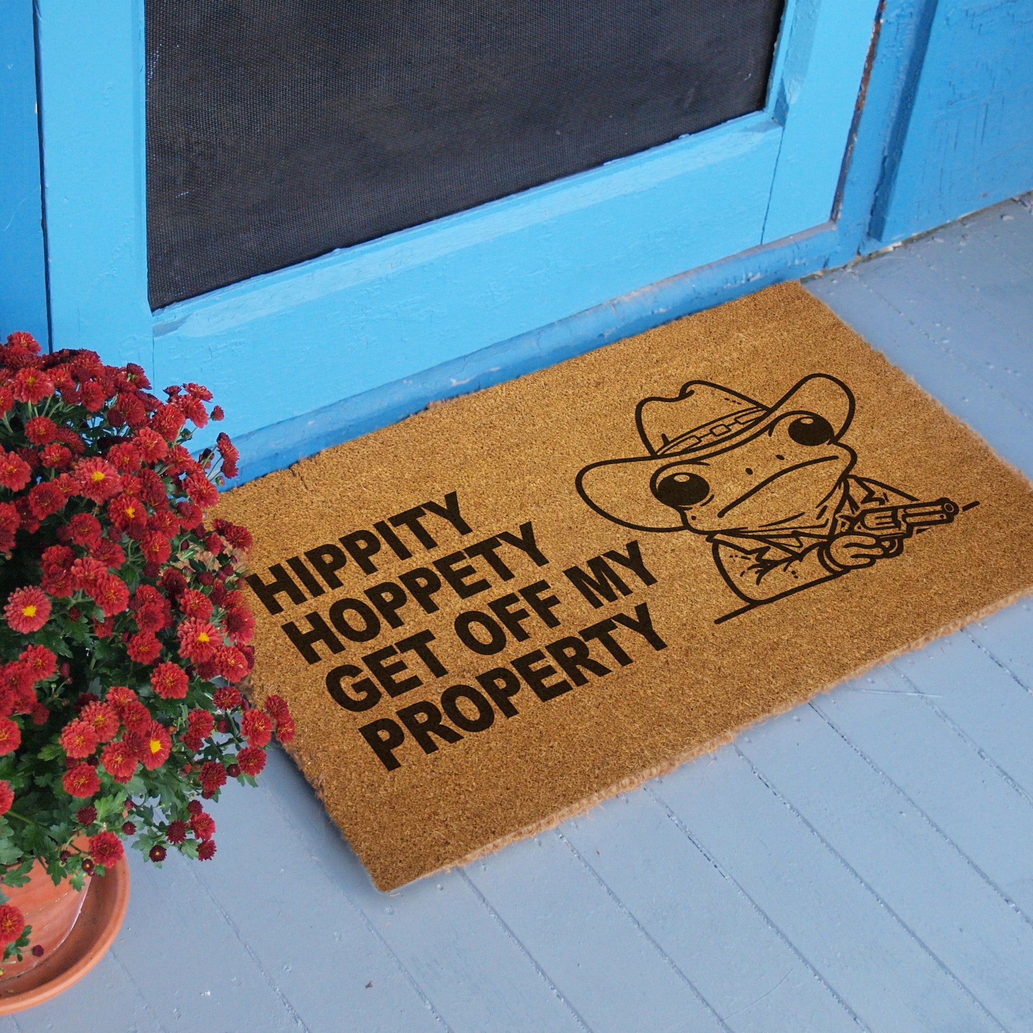 Hippity Hoppety Get Off My Property Door Mat - Shady Front