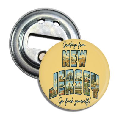 Greetings from New Jersey Magnet Bottle Opener - Shady Front